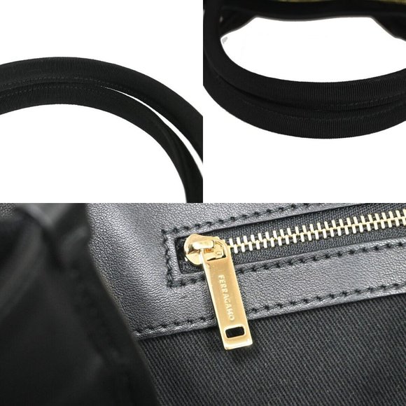 SALVATORE FERRAGAMO Signature Shoulder Tote Bag Canvas Leather Black GHW 57RJ307 - Picture 16 of 16